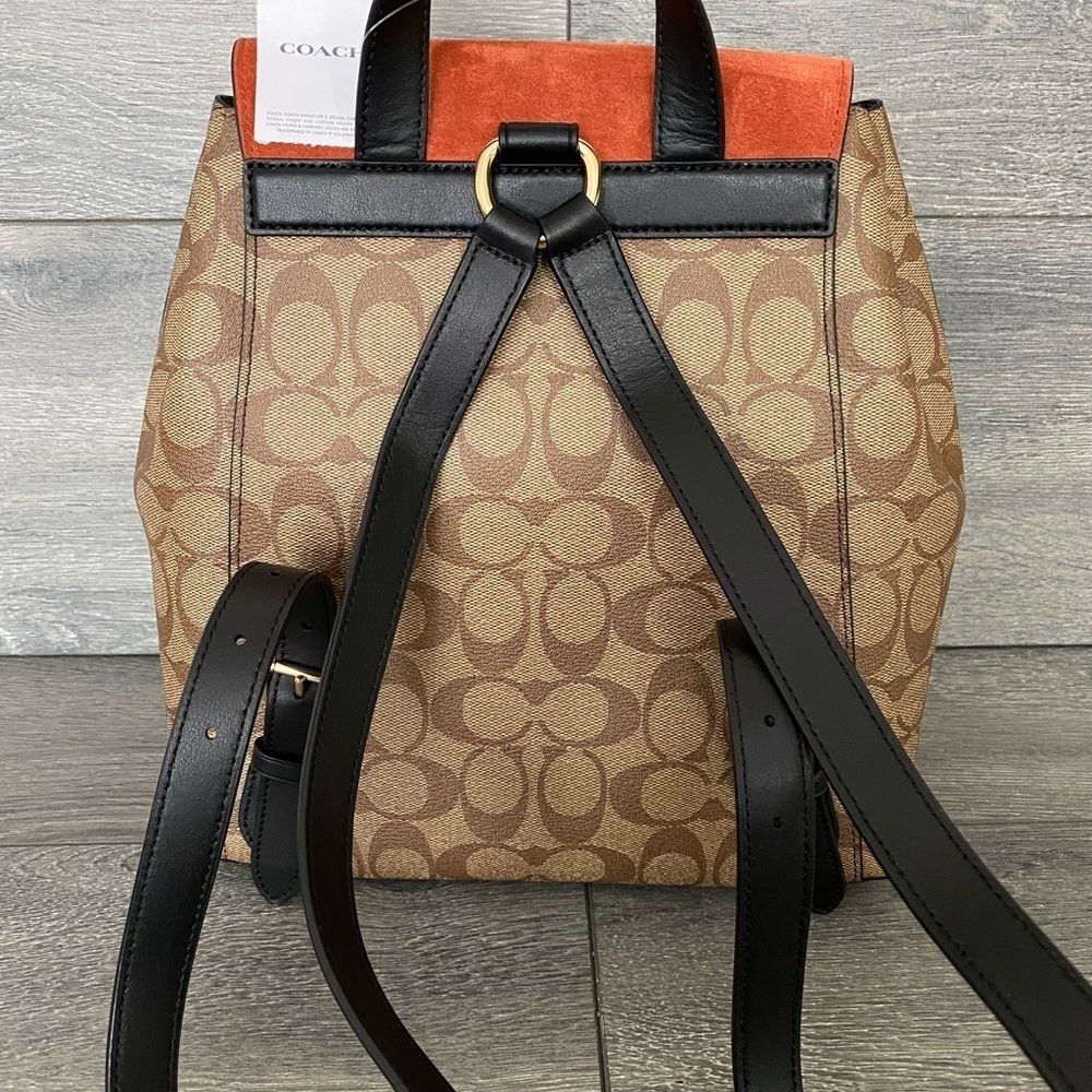 Coach Suede Kleo khaki multi backpack bagwomen signature - Picture 6 of 13